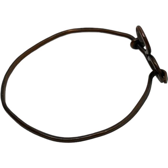 Handmade Black Metal Heart Bangle Bracelet Wire Wrapped Minimalist Love - Picture 5 of 6